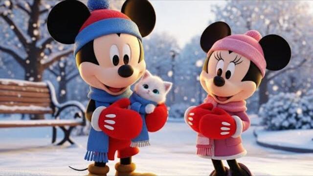 Mickey Mouse and Minnie Mouse Save the Kitten in Snow | Winter Kids Adventure