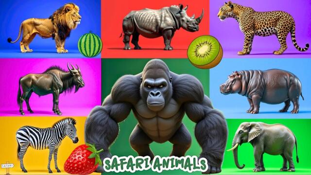 Safari Animal Sounds Song | Nursery Rhyme for Kids - Learn Animal Names and Sounds
