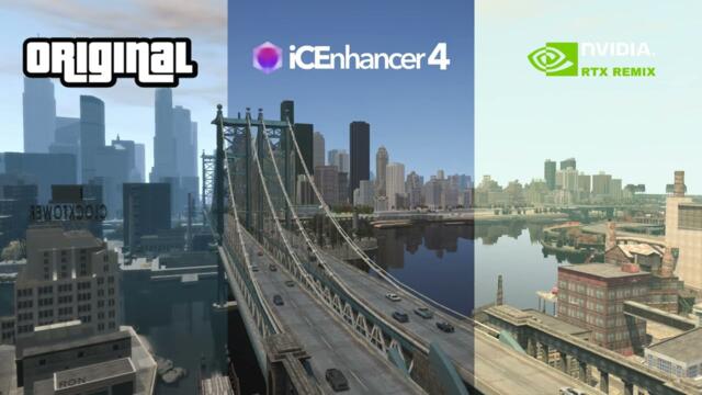 GTA IV: Original vs iCEnhancer 4 vs RTX Remix | 4K Graphics Comparison