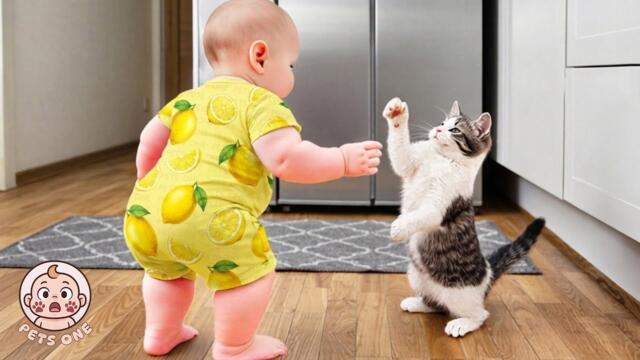 Funniest Babies And Cats Playing Together 😂 Try Not To Laugh With These Wholesome Friendship