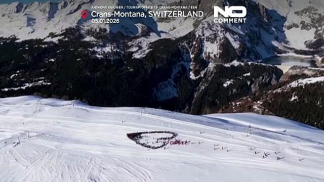 Skiers form heart to honour victims of deadly Crans-Montana fire