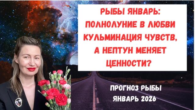 🔥РЫБЫ Январь 2026:Полнолуние в любви кульминация чувств, а Нептун меняет ценности?#РыбыЯнварь2026