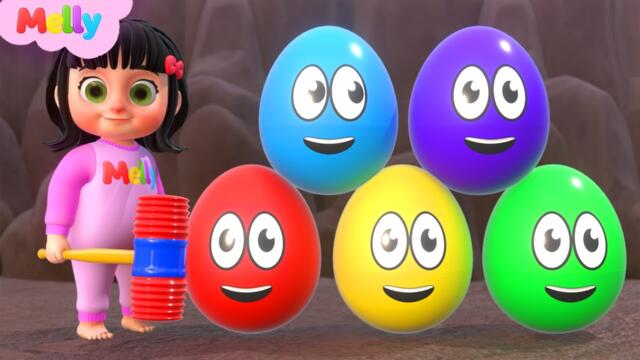 Melly Explores Colorful Surprise Eggs | Yes Yes Playground Song | Melly Nursery Rhymes & Kids Songs
