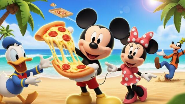 Mickey Mouse Pizza Party at the Beach 🌊🍕 | Funny 3D Cartoon Adventure