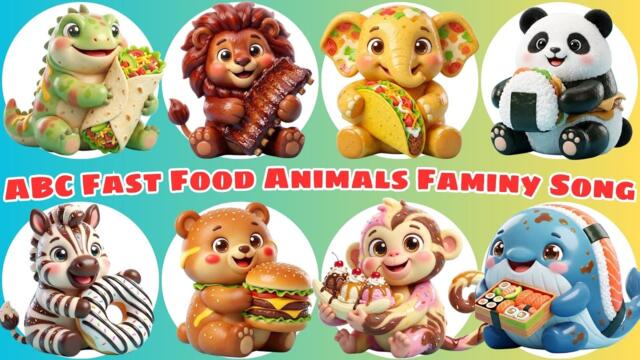 ABC Family Animals Fast Food Song 🍔🦁 Daddy Mommy Baby Surprise | Learn Alphabet A-Z Kids