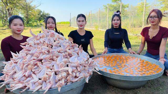 Amazing cooking chicken wing crispy with fresh egg recipe in my countryside