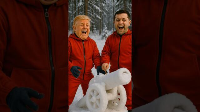 poor Trump and Zelensky in the snowball fight #trump #putin #trending #zelensky #kimjongun #usa