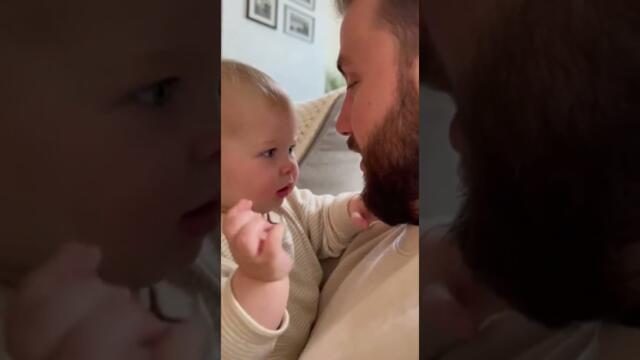 “First Time Beard Touch = Baby Mind Blown 🤯😂”#BabyMeetsBeard#FunnyBaby#DadAndBaby#CuteBaby