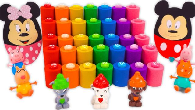 Rainbow Kinetic Sand Tower with Mickey Mouse & Peppa Pig 🌈 Rainbow Sand ASMR