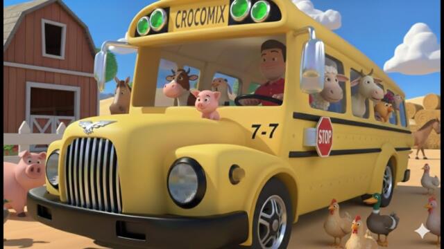 Wheels on the Bus || Animal Bus || Animal Sounds 152 Seconds || Crocomix Kids TV