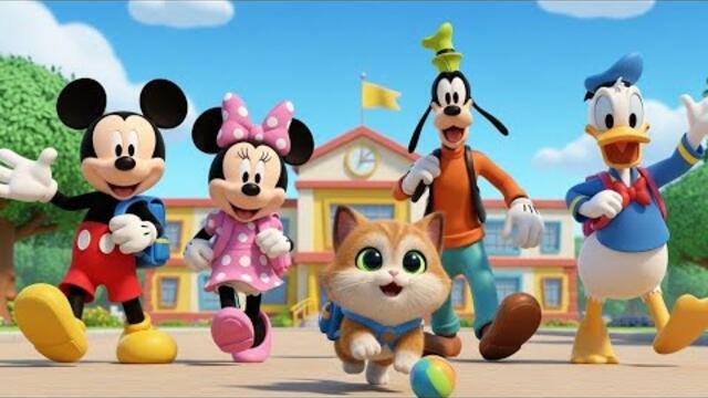 Mickey and Friends School Adventure with Adorable Kitten