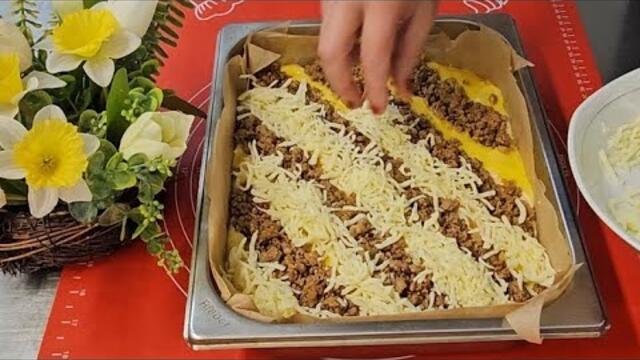 Домашен мазен хляб с кайма и кашкавал. Лесна и вкусна рецепта #food #recipe #baking #bakery #easy
