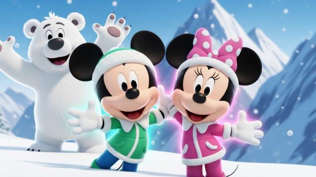 Mickey Mouse & Minnie Play in Snow ❄️ | Cute White Bear | Fun Cartoon for Kids