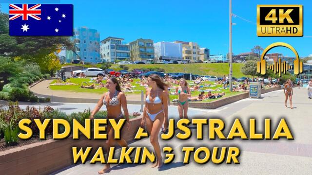 WALKING TOUR SYDNEY AUSTRALIA | Bondi Beach is SIZZLING | 4KUHD | Binaural 🎧