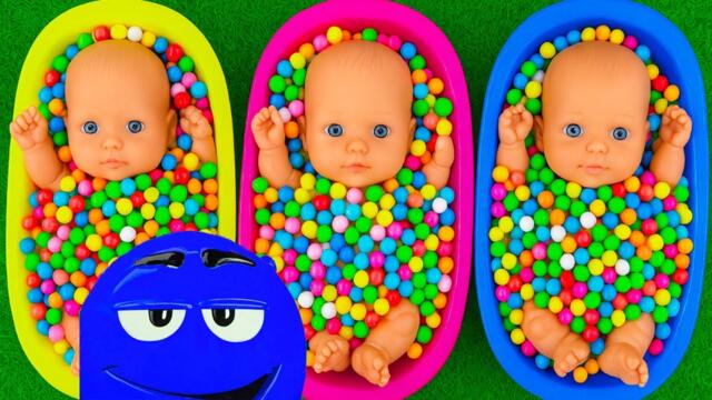 13 Minutes Satisfying with Full of 3 Rainbow BathTubs Candy with M&M's & Magic Slime Cutting Video