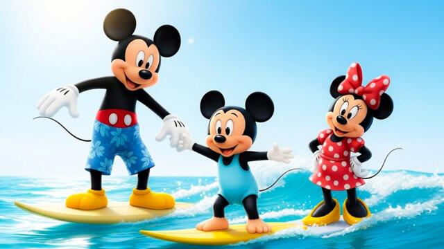 Mickey Mouse Family Surfing 🏄‍♂️🌊| A Perfect Ocean Day Together | Mickey Mouse Funny Animation