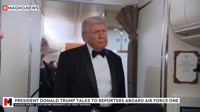 🇺🇸 President Trump Talks to Reporters aboard Air Force One after Alfalfa Club Dinner