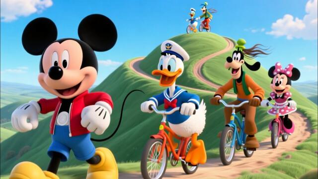 🎢🔥 Mickey Mouse Rides a Bike Laughing 😂🚲 | FUNNY Kids Adventure Story NONSTOP CARTOON 🎉🐭