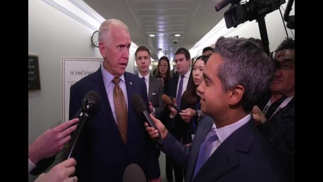 Republican Sen. Thom Tillis reacts to President Trump calling him a LOSER