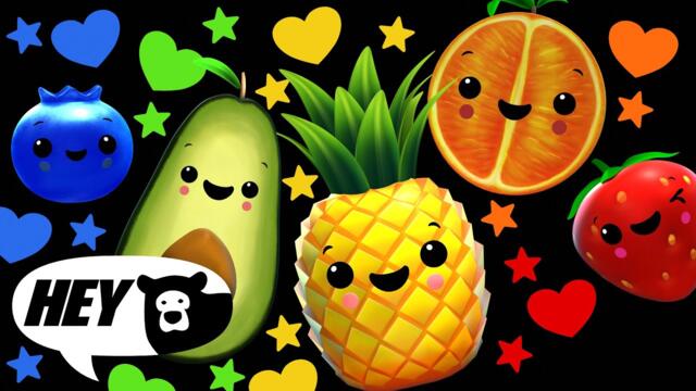 Hey Bear Sensory - Colours and Counting - New Video! - Dancing Fruit And Veggies!