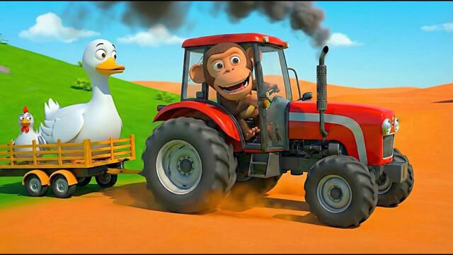 🐒 Monkey on Tractor! 🚜😱 | Stealing from Old MacDonald Farm! Hen, Duck & Eggs