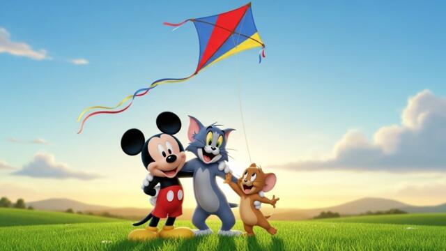 🐭🪁 Mickey Mouse, Tom & Jerry Fly a Kite Together | Fun Kite Flying Adventure | DreamDoodle Kids