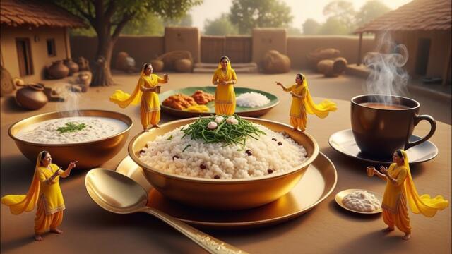 Tiny girls cooking giant upma with nariyal chatni and tea#tinyworldcooking
