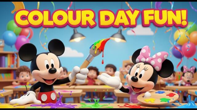 Mickey Mouse and Minnie Mouse Celebrate Colour Day at School 🌈