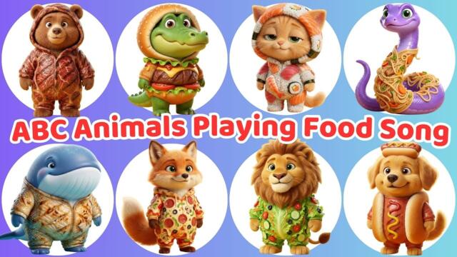 ABC Animals Family Song 🐾🍔 Funny Food Costumes & Bunk Bed Slide | Learn A–Z with Meow Meow TV