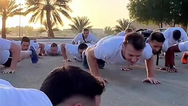 Training with the French President Emmanuel Macron
