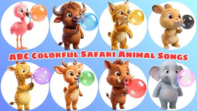 ABC Wild Animal Colors Sounds Song 🎈 Balloon Burst Safari Park | Learn Colors & Sounds 🦒🦓