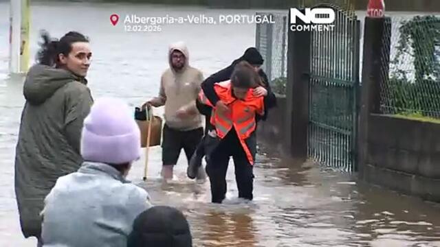 Heavy rains cause flooding, evacuations and motorway collapse in Portugal
