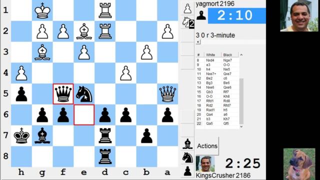 LIVE Blitz #3124 (Speed) Chess Game: Black vs yagmort in English: three knights system