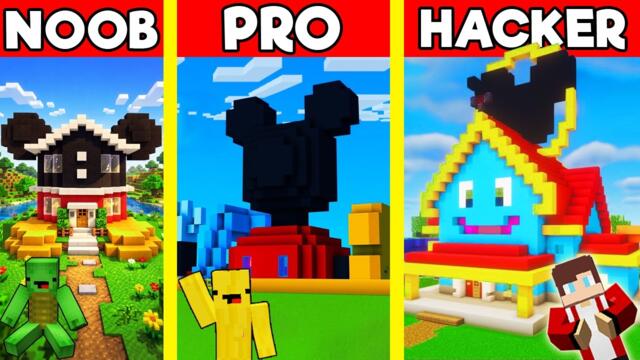 MICKEY MOUSE CLUBHOUSE Build Battle In Minecraft - NOOB VS PRO CHALLENGE Maizen Mizen Mazien Parody