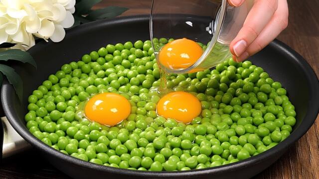 Erbsen mit Eiern sind leckerer als Pizza! Einfaches Pfannengericht.