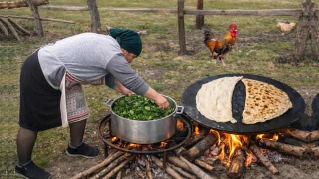 Traditional Village Life in Azerbaijan | Sweet Grandma Cooking Gutab in the Mountains
