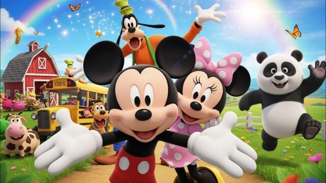 🐭 Mickey Mouse Farmhouse Adventure 🚜 | Panda & Yellow School Bus 🚌 | Fun Learning 3D Kids Cartoon 🎉