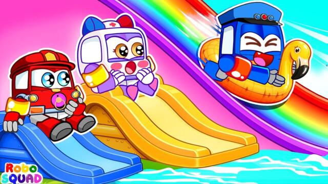 Slide Song | Baby at the Waterpark | Playground Safety Song | Nursery Rhymes & Kids Songs |RoboSquad