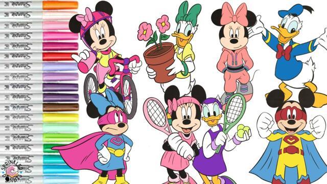 Disney Coloring Book Compilation Minnie Mouse Mickey Mouse Donald Duck Daisy Duck Super Hero Sports
