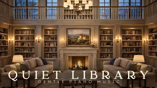Warm Winter Library | Light Academia meets Dark Academia Piano Playlist | Crackling Fireplace & Snow