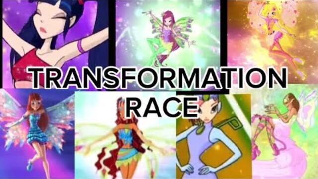 winx club every transformation race with Roxy and Daphne