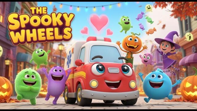 The Spooky Wheels | Halloween Song for Kids | Fun Monster & Candy Adventure