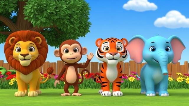 Animal Song | Learn Animal Sounds + Vehicles + Shapes | Cartoon for Kids | Nursery Rhymes
