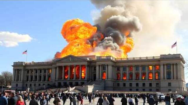 Today, the US Presidential Palace in Washington was brutally destroyed by a Russian SU-57.