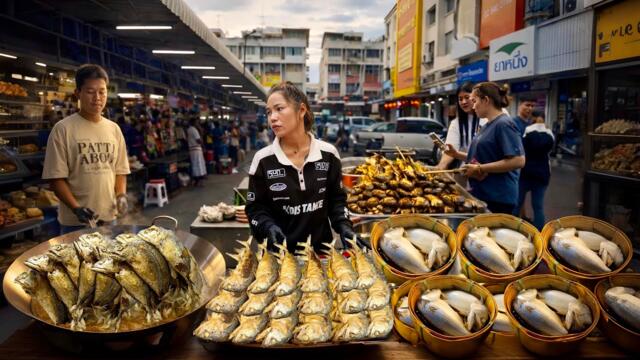 Sold Out Fast! 200 Kg Crispy Fried Golden Mackerel Fish With Special Thai Sauces | Thai Street Food