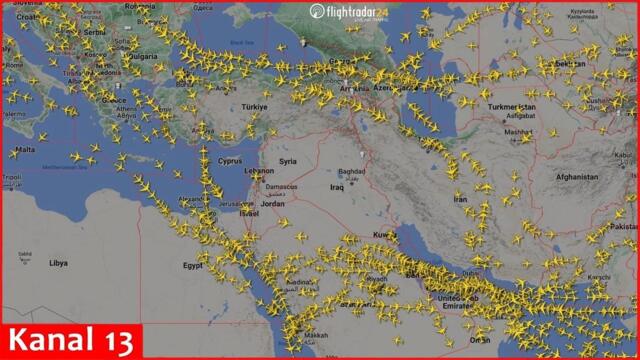 Live flight radar map after Israel, Iraq and Iran closed airspaces after attack on Iran