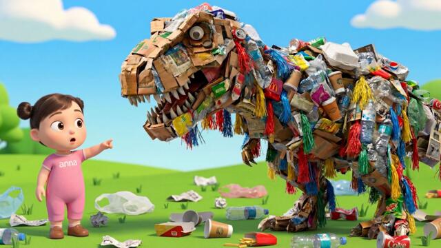 Don’t Throw Trash Song | Dinosaurs for Kids | Keep Our World Clean | Baby Anna Kids Songs