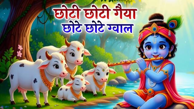 Little Krishna Song l छोटी छोटी गैया छोटे छोटे ग्वाल l Krishna Bhajan l Krishna Song #cartoon #kids