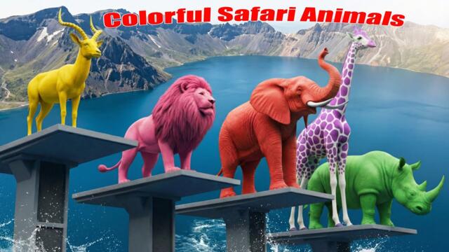 ABC Colorful Safari Animals Mountain Diving Song | Nursery Rhymes | ABC Songs | ABC Animals Sounds