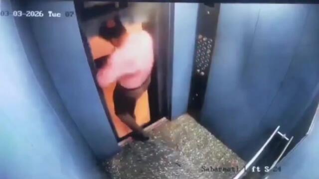 Watch: Man narrowly avoids death as elevator malfunctions